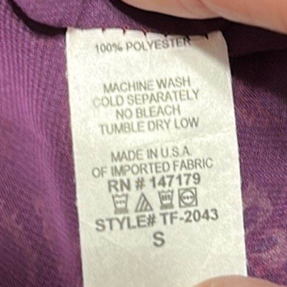 Veronica M Gredana Ruffle Chiffon Blouse- Top, Deep Plum Paisley, Women’s Small - Picture 13 of 14